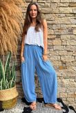 Lina Linen Blend Barrel Pant Washed Denim